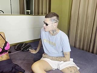 Skinny gay gets his first anal sex with machine