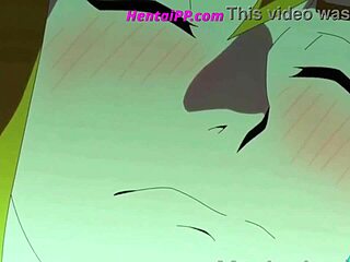 Hentai blonde gets a facial in the pool in this anime porn