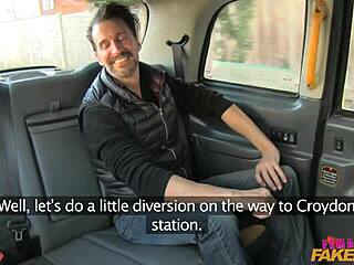 Big boobs and a happy ending in a British taxi ride