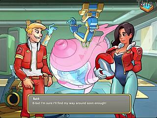 A fun space game with an interracial couple and a sensual sauna scene