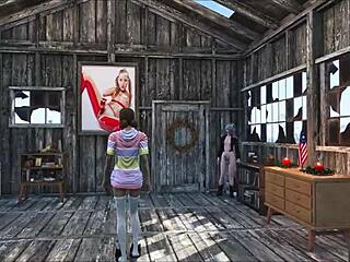 Beautiful brunette in fashion in a hot threesome in Fallout 4