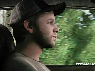 A 3D animated cartoon of a skinny girl with small boobs getting rough sex in a car