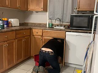 Skinny teen gets her ass fucked by the plumber