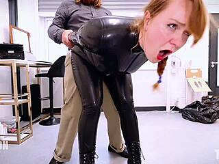 Shannon Huxley's latex catsuit and hardcore scene with Boots fetish