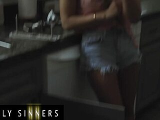 Petite girl gets dominated by father in law and facial