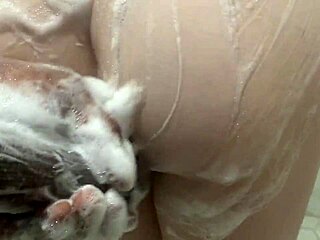 Old and young couple's passionate anal sex in the shower