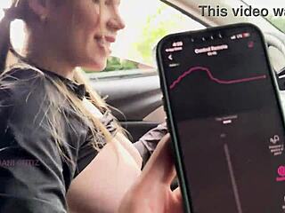 Dani Ortiz has her puffy pussy stimulated while driving the car