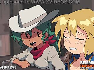 Hentai parody of Fallout video game with a threesome scene
