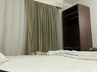 Hot hotel room action with horny teen in lingerie