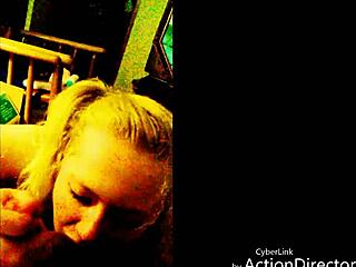 Big boobed blonde enjoys giving blow jobs and giving hand jobs