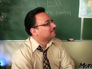 Amateur brunette seduces her professor in hot scene