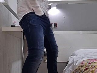 Skinny nerd gets intense workout of hardcore panty sniffing
