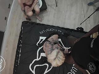 Black femdom pegging and spitting in an old couple's sex life