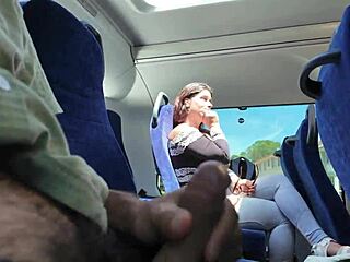 European couple enjoys a kinky liquid lunch on the bus