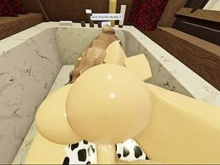 Brunette with a big ass has sex in the bathtub