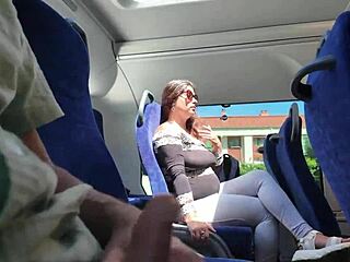 European couple enjoys a kinky liquid lunch on the bus