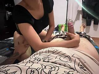 A big ass college girl gives me a deep blow job and even rips her clothes