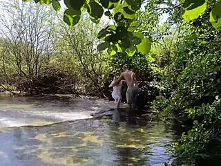 Skinny blonde gets her ass fucked in public outdoor