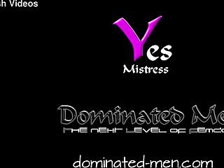 Femdom mistress catches him masturbating and punishes him with a ball battering