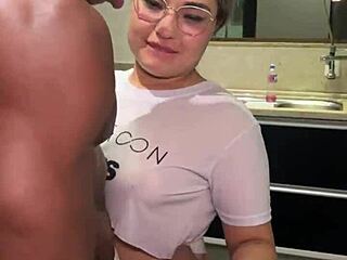 Beautiful blonde cheats with well-endowed black man while her boyfriend watches as a cuckold