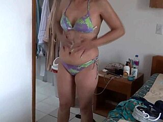 Stepmom’s bikini tease on the beach excites me
