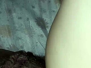 The husband rubs his dick on the pussy of his red ballerina wife