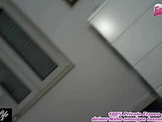 The young blondie with tattoos gets fucked in the bathroom