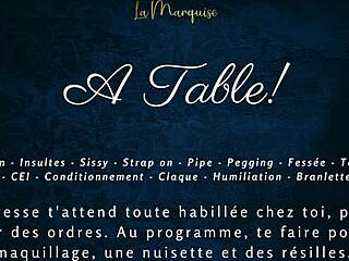A table - femdom milking with a sissy in French