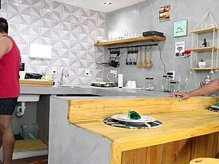 Latina beauty gets intense cock in kitchen