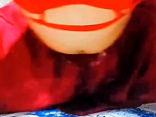 Shemale sissy urinates on the body, embodying true slutty behavior