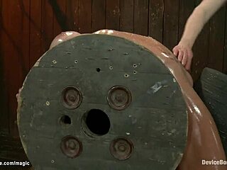 bound dyke suffers in extreme bondage with deepthroat torment